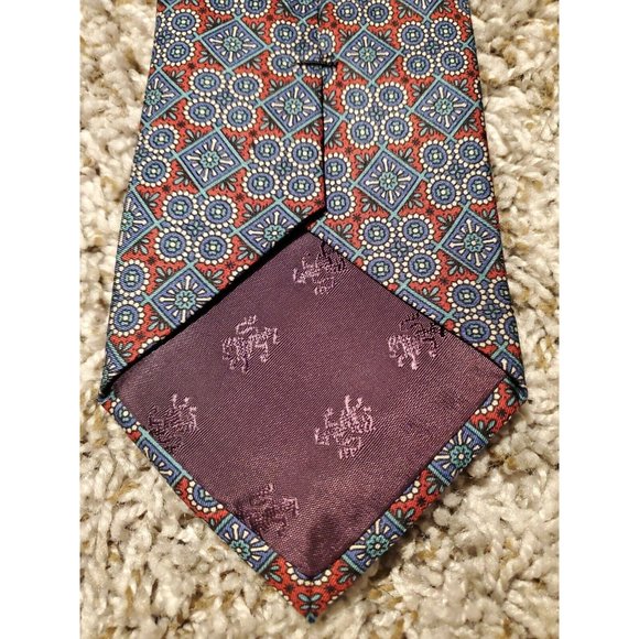 AUSTIN REED ENGLAND WOVEN PURE SILK MEN’S NECK TIE GEOMETRIC SQUARES JACQUARD - Picture 3 of 7